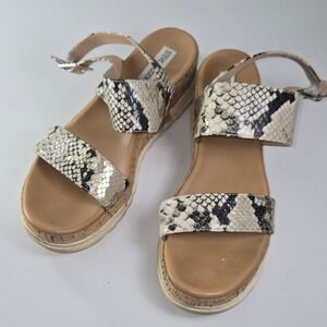 Steve Madden Brenda Cork Platform Sandals Snake Print Women 9.5M